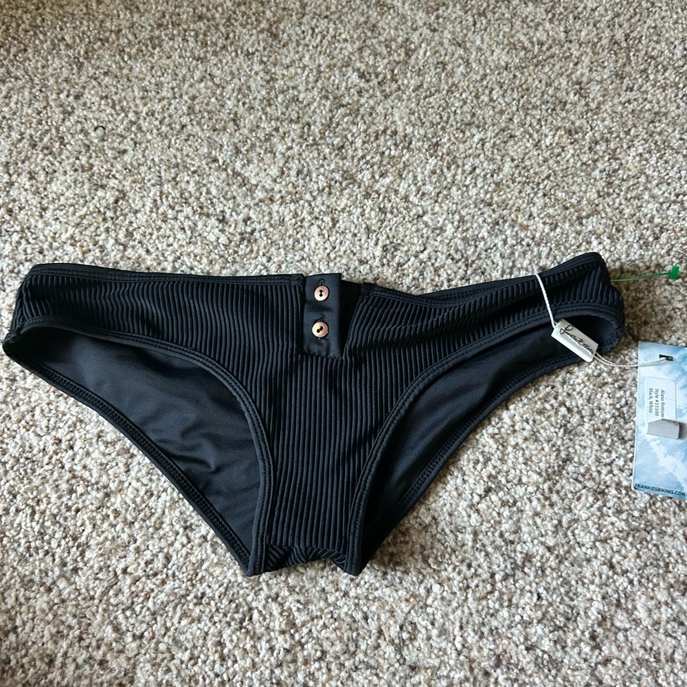 Frankie's Bikinis Black Ribbed Bikini Bottom